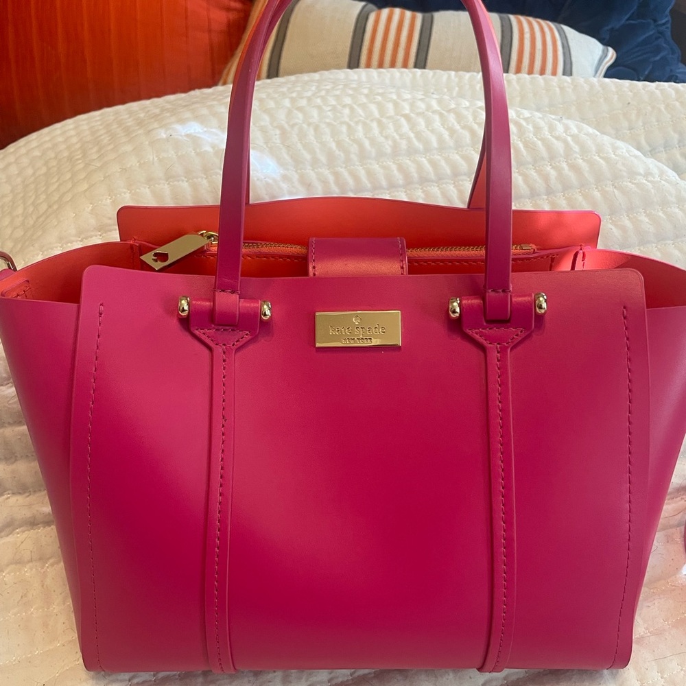 kate spade hot pink leather tote SMALL